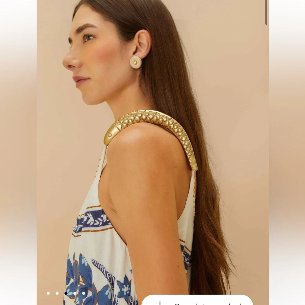 new Farm Rio Off-White Ana Tapestry Fish Strap Maxi Dress - Picture 3 of 9